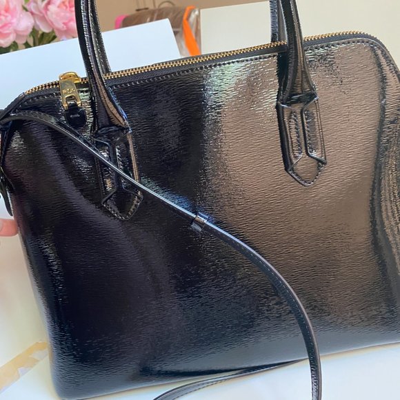 Ralph Lauren Tate Dome Black Leather Satchel - Picture 2 of 8